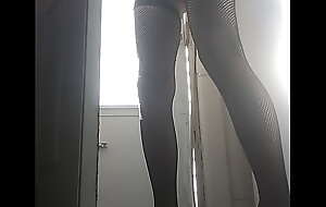 Cd ladyboy round nylons flashes outside almost caught