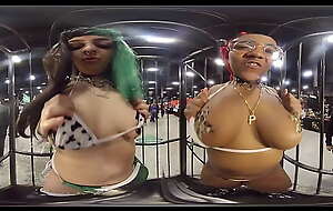 Strippers GloomKitti 2 0 and PFuz69 give me stereo body tours at EXXXotica NJ 2021 in 360 depth VR 