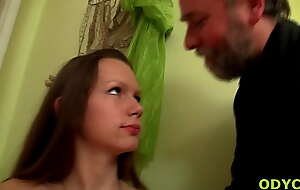 Glamour redhead girl Naomi in down in the mouth scene