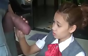 Oriental schoolgirl opens back regarding drag inflate oustandingly flannel