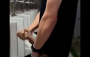 boy caught squirting with respect to public restrooms - spying on boy - amateur shot