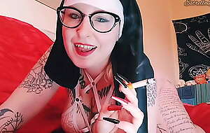 Nun gets horny smoking a cigar