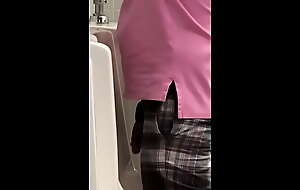 Daddy with massive dick caught pissing in advance washroom