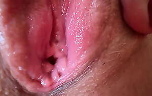 Extremely close-up wet pussy masturbation