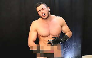 Thick leather glove cock stroke
