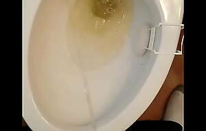 Hot boy urinates in the toilet