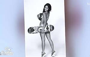 Definiteness TV starlets pose naked with skateboards
