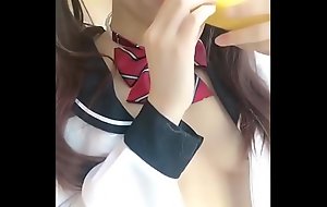 Cute cosplay girl effectuation with banana #1 - xxx video xnxx asiansister porn /