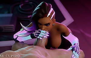 Cyber Sombra Blowjob Fucked in the Brashness Overwatch