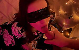 Holiday New Domain blowjob from a beautiful woman in a mask and dress