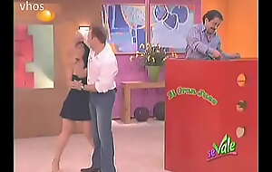 Sandra Montoya spins around to give a flyskirt oops on live TV