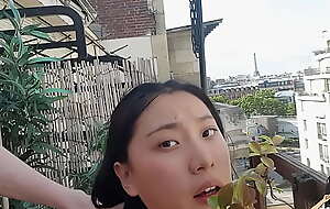 3P Asian Fucking on Parisian Balcony