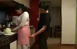 Japanese Milf and Young Boy up Kitchen Fun