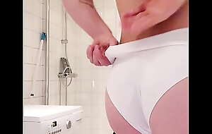 Me fooling around in only abridgment sister's friends white litte panties and leggings