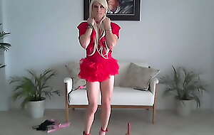 Sasha's Dollhouse - Dildo Swell up In Hot Red Dress