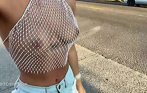 Completely sheer outfit in public   Bonus