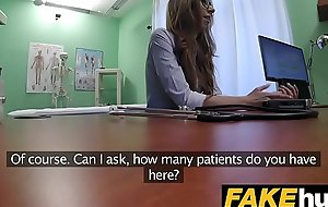 Fake Hospital Sexy reporter gets to the point with blowjob and hard sex