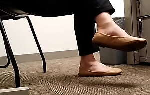 Mature Co Worker Mary Ellen Gives A Close Adjacent to Look At Will not hear of Well Worn Dirty Leather Ballet Flats