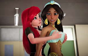 Jasmine gets creampied wits Ariel wearing nefarious stockings - The Little Mermaid Porno