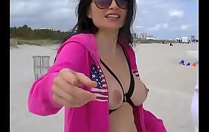 Exhibitionist Wife 46 - My Russian friend Tatiana Lustrous Her JUICY TITS and SHAVED CUNT on Public Beach!