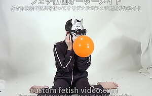 A girl inflates coupled with splits a balloon
