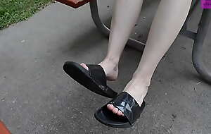 TSM - Alice dangles her slides added to teases her unadorned feet
