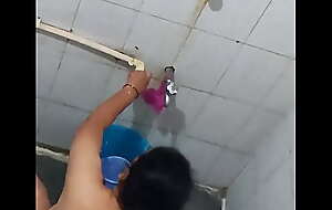 Spying on the top of Indian aunty bathing part 2