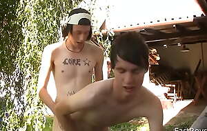 Village Boys - Outdoor Bareback Fuck - Aiden and his Buddy