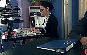 Gorgeous secretary punished in the office. She loves her big-shot domination, and has squirting orgasms.