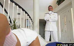 navy commander dad disciplines little one with cock