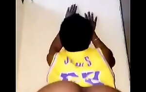 Girl on Lakers jersey twerk her big butt coupled with show off her big pussy