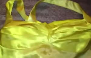 Yellow added to White Ombre Satin Homecoming Dress 2