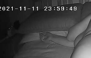 Wife's bedtime traditional caught on spycam (she usually masturbates)