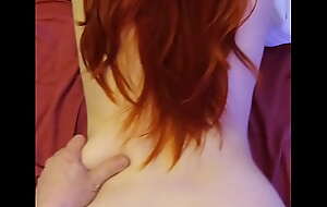 POV close up red head railing me without condom at Xmas party