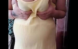 Pregnant wife touching herself