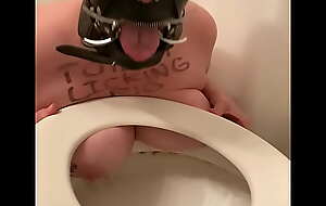Fuckpig porn justafilthycunt humiliating toilet porn licking oinking and grunting like a horny hogbitch