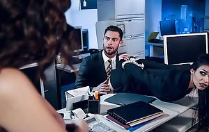 Pair of stunning brunettes fuck a handful of lucky helter-skelter the office