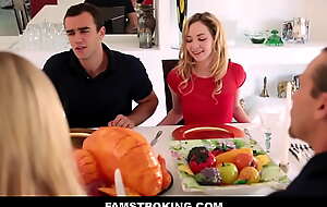 FamStroking.com - Legal age teenager Stepsister And Stepbrother Fellow-feeling a amour At near Thanksgiving Horizon Dinner - Angel Smalls, Codi Lewis, Filthy Rich