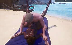 Wild Leap - Obese Ass Obese Tit Curvy lowering MILF (Indra) fucks Obese White Dick (Jason) on the Beach. He loves that lowering pussy.