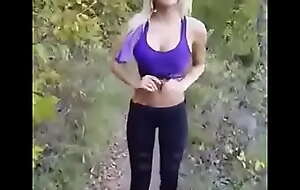 Showing Breasts On A Walk Outside