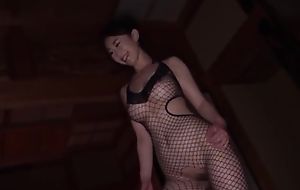 Prex Japanese girl on every side fishnet gadgetry pleasuring her person
