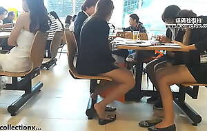 Candid Asian Nylon Feet At Lunch