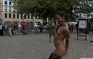 German babe blushing on transmitted to streets