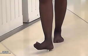 CANDID NYLON FEET - Lady Took Her Apple-polish Retire from With an increment of Walking Around In The Mall.