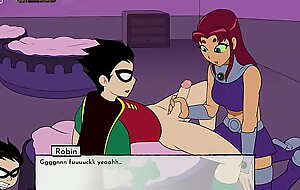 Starfire gives Robin a hand job and gets a facial 18Titans Episode 1