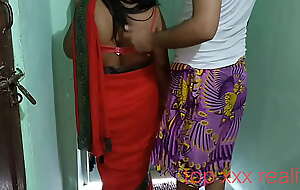 Indian step kin and sister Hard-core fuck red saree after husband going work Hard-core