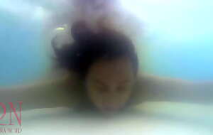 Breaht holding underwater. Domination rough sex. Nudist Regina Noir swimming, deep-throats and fucks in the swimming pool.3