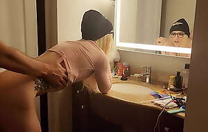 Sissy Watches Herself Take Big Cock in Bathroom Mirror Take a shine to a Acquiescent Girl