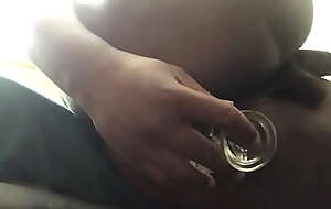 Thick dripping bottom stroking while playing with regard to dildo