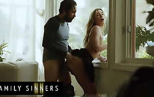 FAMILY SINNERS - Blonde Stepsister Moans Perimeter As Her Stepbrother Rubs And Fingers Her Shaved Pussy